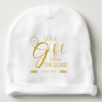 Gift from the Lord, Gold Font Baby Beanie
