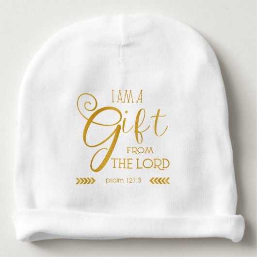 Gift from the Lord, Gold Font Baby Beanie (Front)