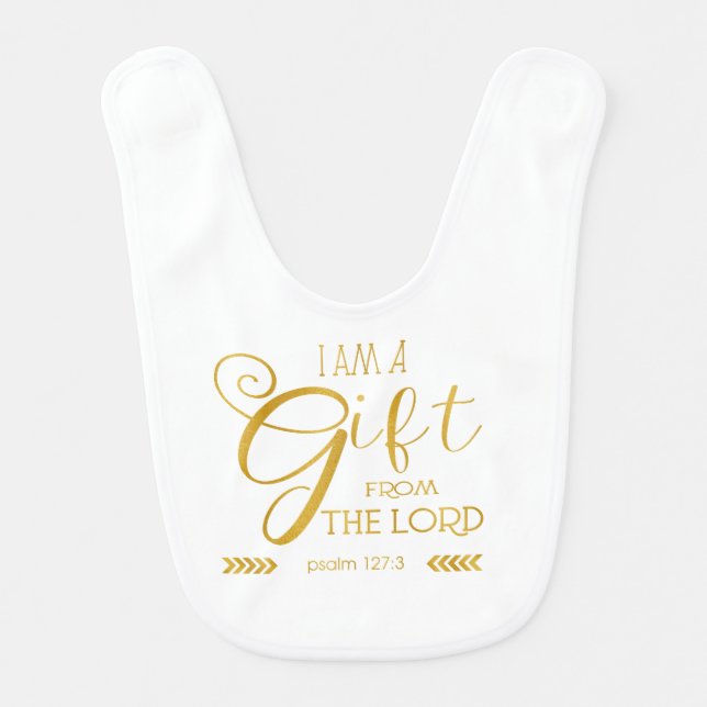 Gift from the Lord, Gold Font Baby Bib (Front)