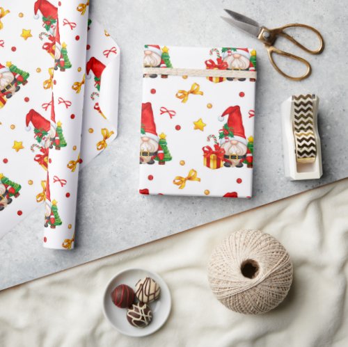 Gift Giving Gnome Santa Wrapping Paper