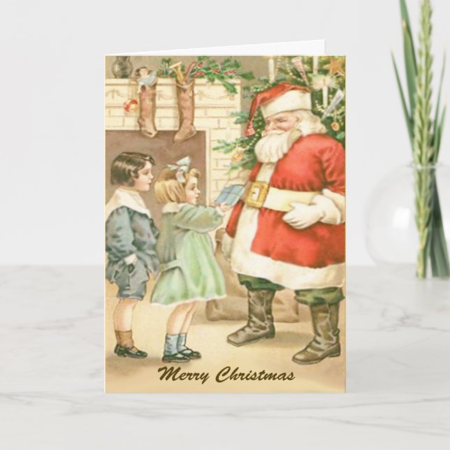 Gift Giving Santa Greeting Card (Front)