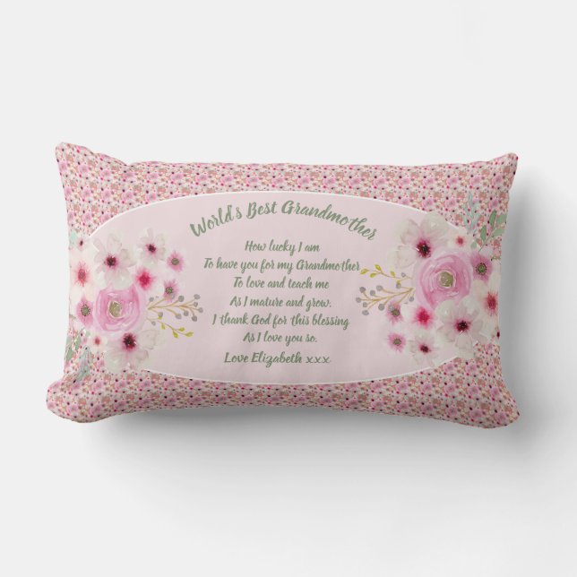 GIFT - Grandma Poems From Grandchildren - CUSTOM Lumbar Pillow (Front)