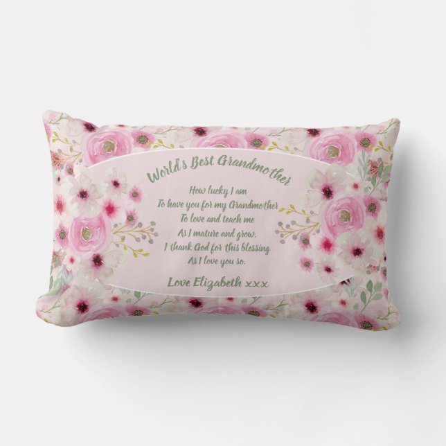 GIFT - Grandma Poems From Grandchildren - CUSTOM Lumbar Pillow (Front)