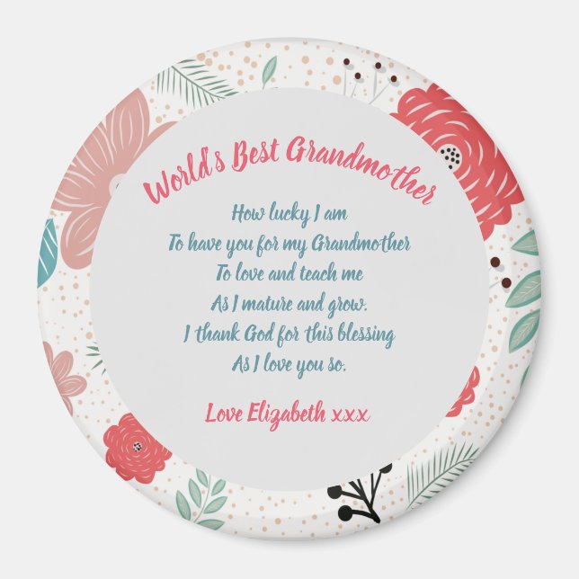 GIFT - Grandma Poems From Grandchildren - CUSTOM Magnet (Front)