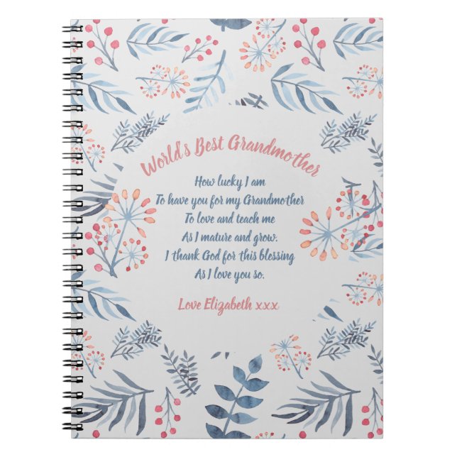 GIFT - Grandma Poems From Grandchildren - CUSTOM Notebook (Front)