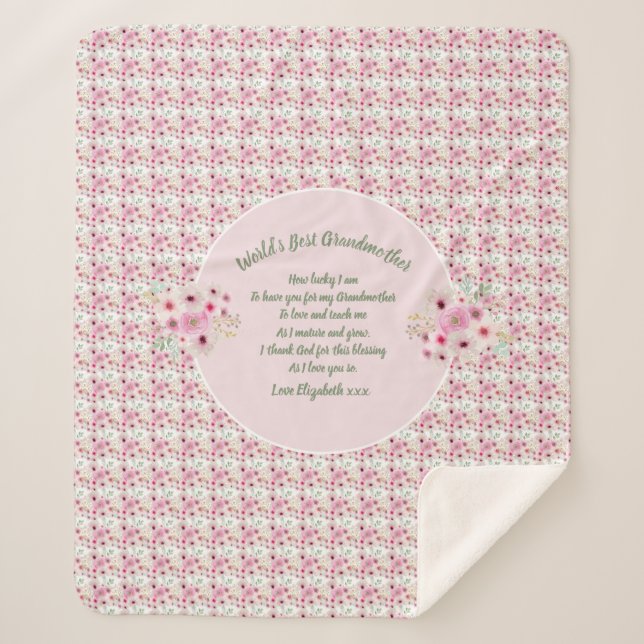 GIFT - Grandma Poems From Grandchildren - CUSTOM Sherpa Blanket (Front)