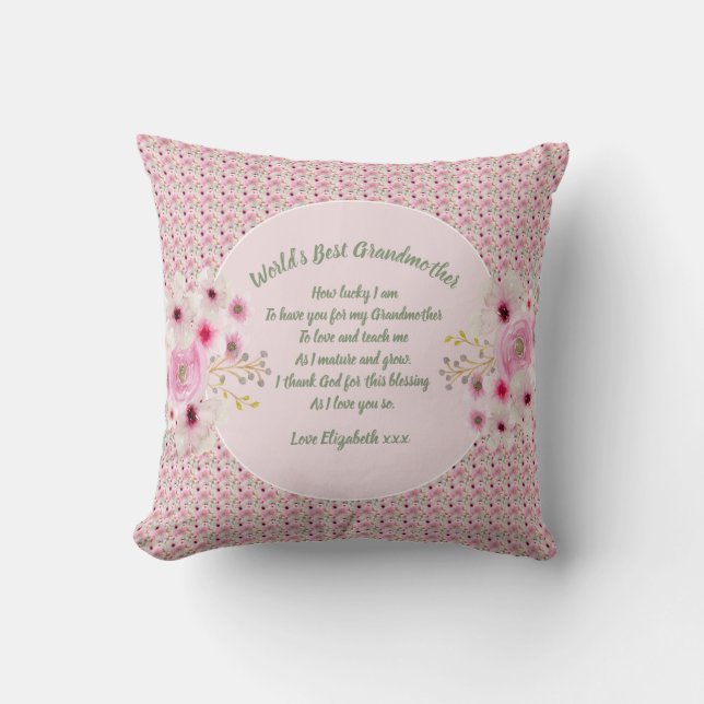 GIFT - Grandma Poems From Grandchildren - CUSTOM Throw Pillow (Front)