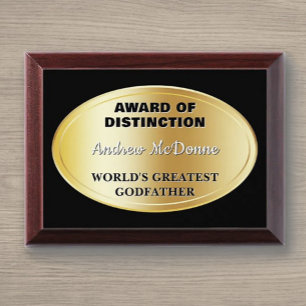 Gift! Greatest Godfather Award plaque