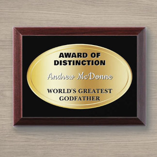 Gift! Greatest Godfather Award plaque