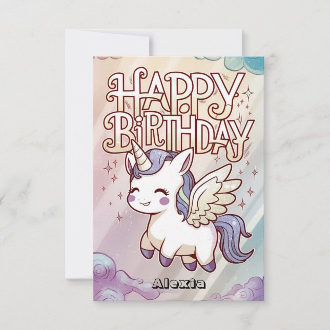 Gift Greeting Unicorn Birthday  Card (Front)