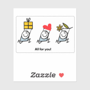 Gift, heart and flower sticker