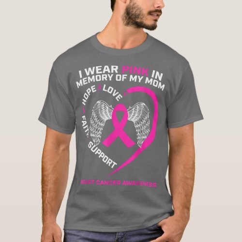 Gift I Wear Pink In Memory Of My Mom Breast Cancer T_Shirt