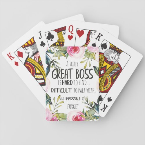Gift idea for boss appreciation thank you quote playing cards