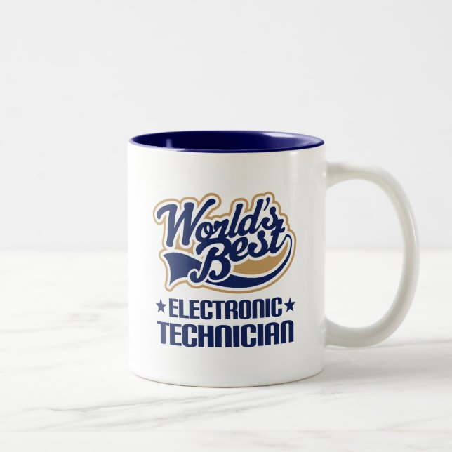 Gift Idea For Electronic Technician (Worlds Best) Two-Tone Coffee Mug (Right)