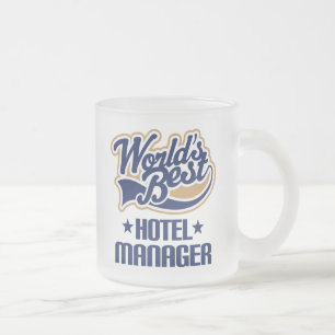 Gift Idea For Hotel Manager (Worlds Best) Frosted Glass Coffee Mug