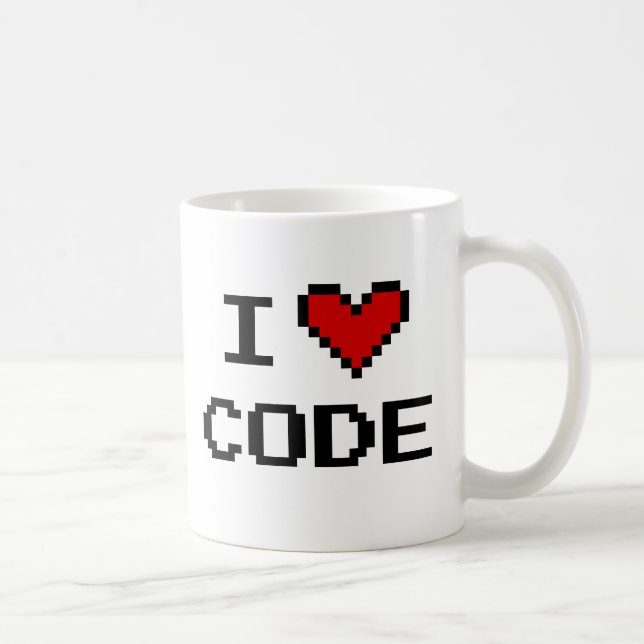 Gift idea for programmer | i heart code coffee mug (Right)