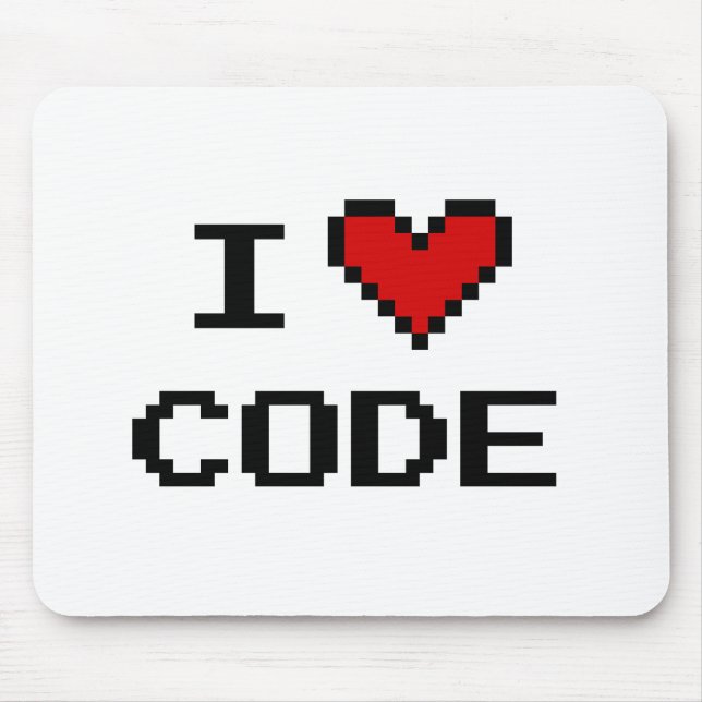 Gift idea for programmer | i heart code mousepad (Front)