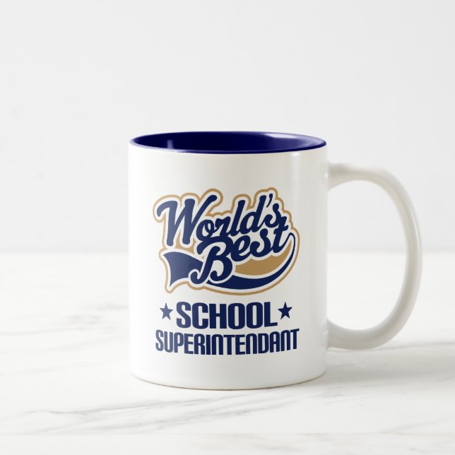 Gift Idea For School Superintendant (Worlds Best) Two-Tone Coffee Mug (Right)