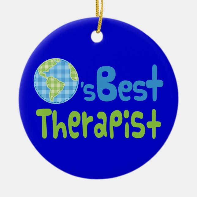 Gift Idea For Therapist (Worlds Best) Ceramic Ornament (Front)