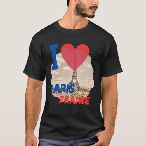 Gift Idea I Love Paris France Eiffer Bonjour T_Shirt