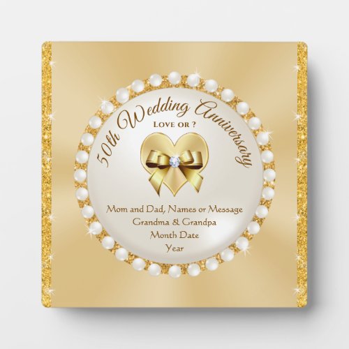 Gift Ideas 50th Wedding Anniversary for Friends Plaque