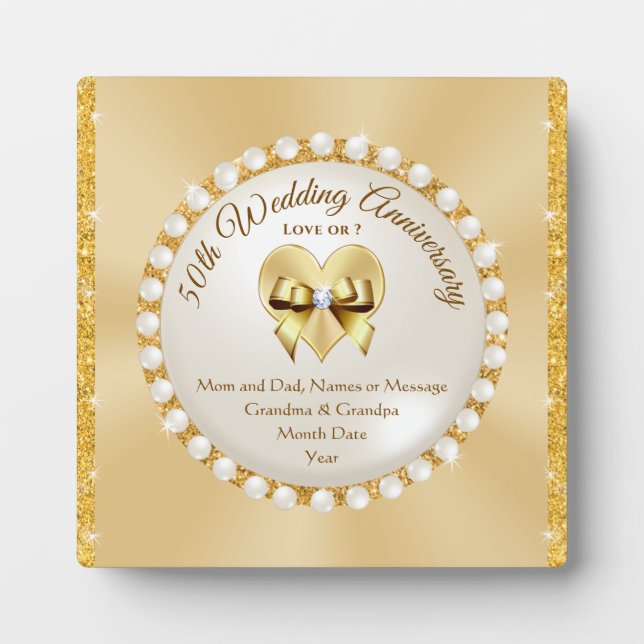 Gift Ideas, 50th Wedding Anniversary for Friends, Plaque (Front)