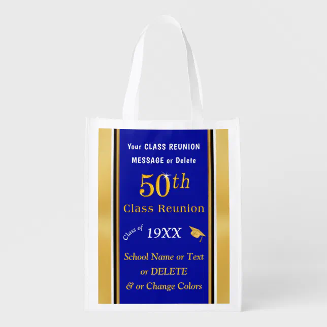 Gift Ideas for 50th Class Reunion Celebration Grocery Bag Zazzle
