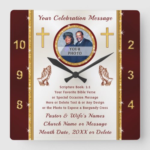 Gift Ideas for Pastor Anniversary or ANY Occasion Square Wall Clock