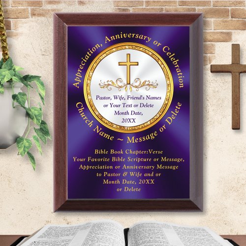 Gift Ideas for Pastors Appreciation Anniversary Award Plaque