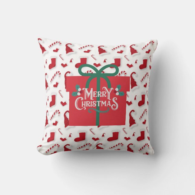 gift in christmas throw pillow (Front)