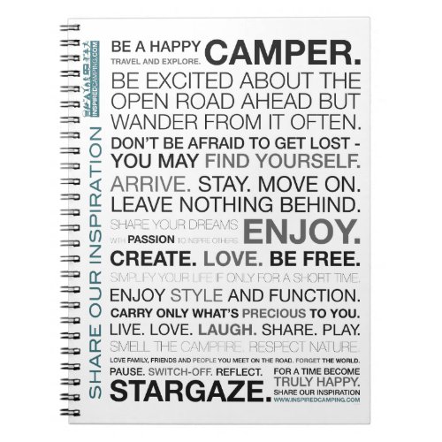 Gift Items For The Happy Inspired Camper Notebook