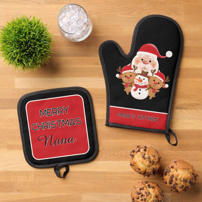 Gift! Kitchen Essentials for Nana Oven Mitt & Pot Holder Set (Top Down)