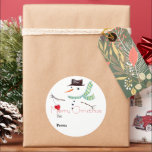 Gift Label Christmas Snowman Sticker<br><div class="desc">Snowman art gift label sticker.  Drawn with pen and pencil by hand with "Merry Christmas" text and space for adding names (to and from).</div>