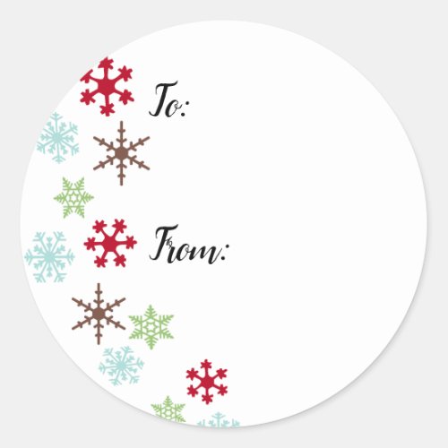 Gift Labels w Snowflakes in Retro Colors