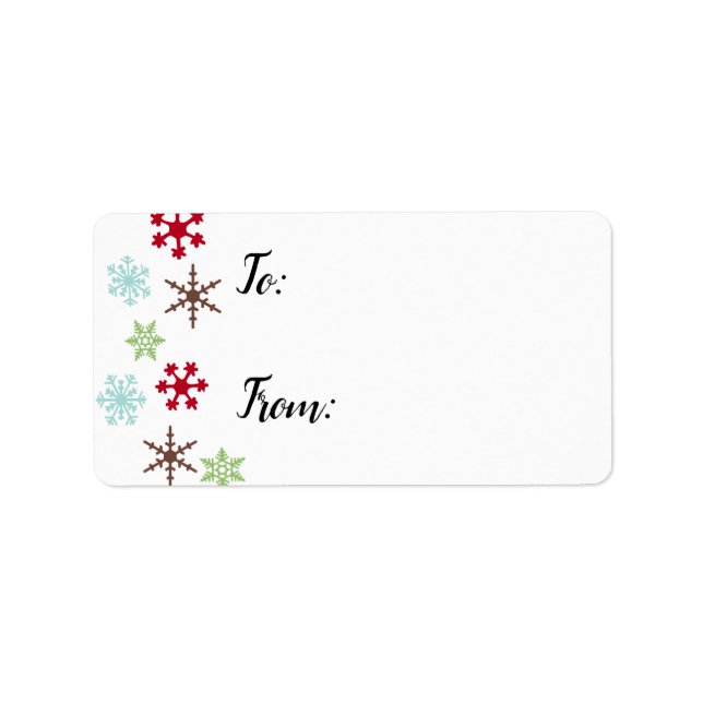 Gift Labels w/ Snowflakes in Retro Colors (Front)