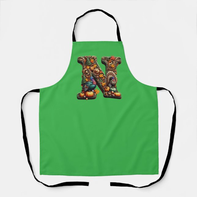 Gift Letter N Thanksgiving style  Apron (Front)