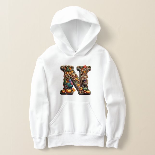 Gift Letter N Thanksgiving style  Hoodie (Laydown)