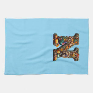 Gift Letter N Thanksgiving style  Kitchen Towel