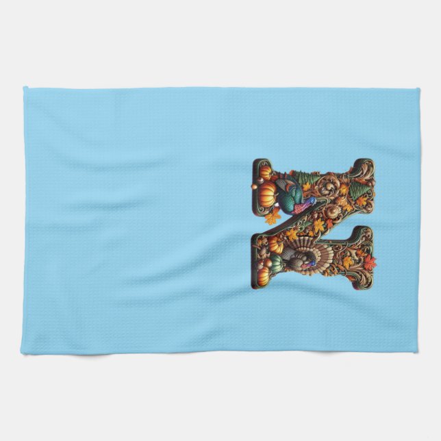 Gift Letter N Thanksgiving style  Kitchen Towel (Horizontal)