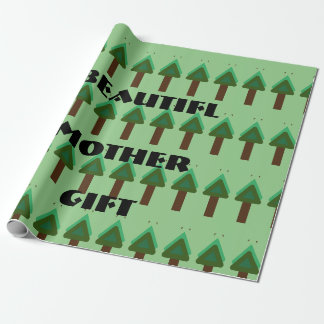 GIFT _MOTHER_LETTER_TREE_GREEN_SAGE_BROWN_BLACK WRAPPING PAPER