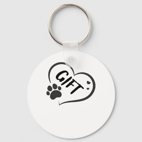 Gift Name In A Heart With A Paw  Keychain