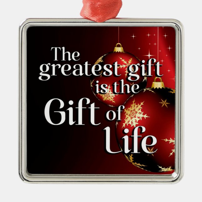 Gift of Life Donate Life Christmas Transplant Metal Ornament (Front)