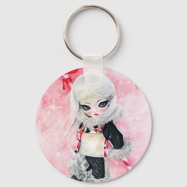 Gift of Love Big eye art Gir christmas Keychain (Front)