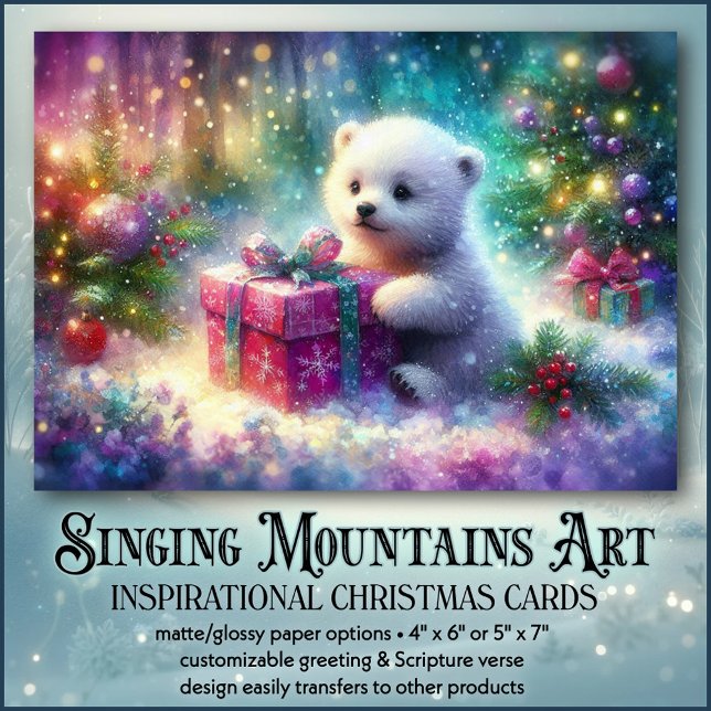 Gift of Salvation KJV Verse Cute Bear Christmas Holiday Card (Creator Uploaded)