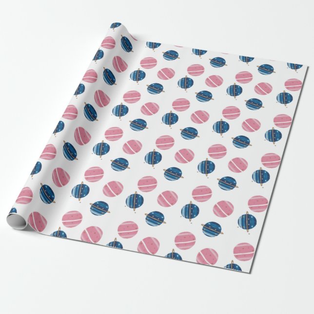 Gift Paper Birthday Astronaut Pink Blue (Unrolled)