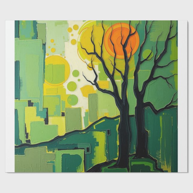 Gift Paper with Green Landscape (Flat)