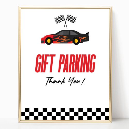 Gift Parking Red Race Car Party Table Sign