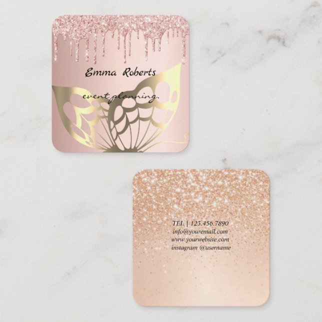 Gift Pink and White Glitter Modern Business card (Front/Back)