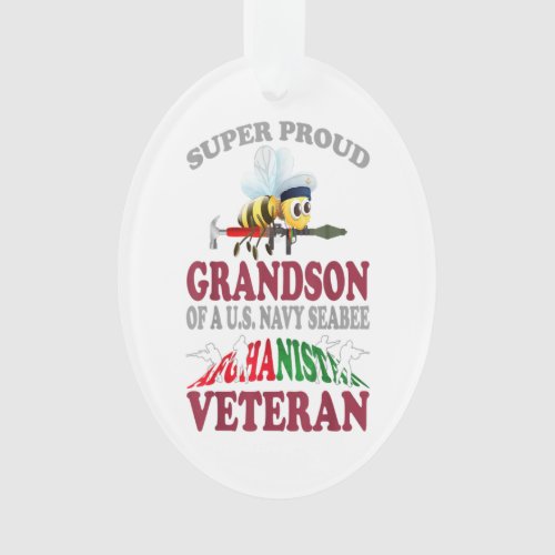 Gift Proud Grandson Of US Navy Seabee Afghanist Ornament