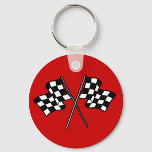 Gift ~ Racing Fans Black & White checkered flags Keychain